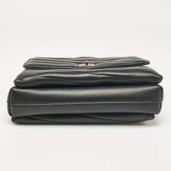 Pre Owned Tory Burch Black Chevron Leather Kira Top Handle Bag