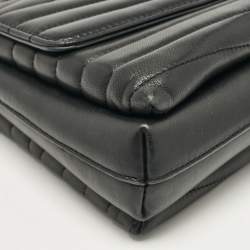 Pre Owned Tory Burch Black Chevron Leather Kira Top Handle Bag