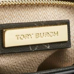 Pre Owned Tory Burch Black Chevron Leather Kira Top Handle Bag