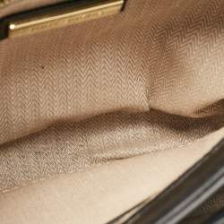 Pre Owned Tory Burch Black Chevron Leather Kira Top Handle Bag