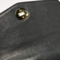 Pre Owned Tory Burch Black Chevron Leather Kira Top Handle Bag