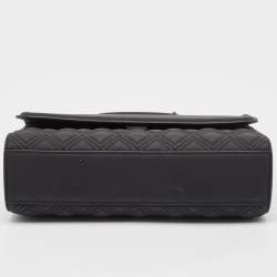 Pre Owned Tory Burch Matte Black Rubber Medium Fleming Shoulder Bag
