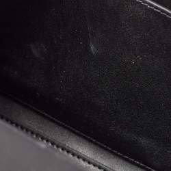 Pre Owned Tory Burch Matte Black Rubber Medium Fleming Shoulder Bag