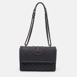 Tory Burch Matte Black Rubber Medium Fleming Shoulder Bag Tory Burch TLC