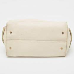 Pre Owned Tory Burch Off White Leather Side Pockets Satchel