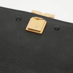 Pre Owned Tory Burch Black Croc Embossed Leather Eleanor Shoulder Bag