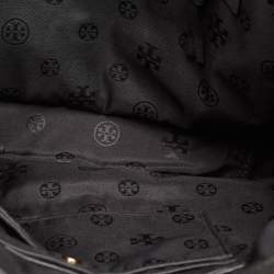 Pre Owned Tory Burch Black Leather Ivy Side Zip Tote