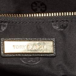 Pre Owned Tory Burch Black Leather Ivy Side Zip Tote