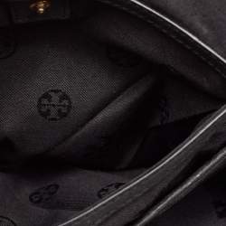 Pre Owned Tory Burch Black Leather Ivy Side Zip Tote