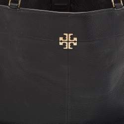 Pre Owned Tory Burch Black Leather Ivy Side Zip Tote