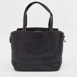 Pre Owned Tory Burch Black Leather Ivy Side Zip Tote