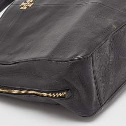 Pre Owned Tory Burch Black Leather Ivy Side Zip Tote