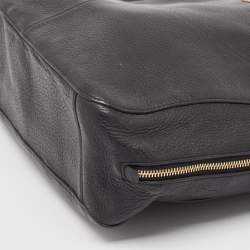 Pre Owned Tory Burch Black Leather Ivy Side Zip Tote