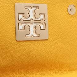 Pre Owned Tory Burch Yellow Leather Britten Shoulder Bag