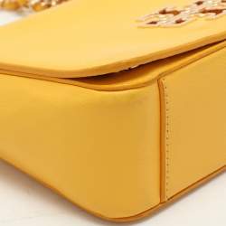 Pre Owned Tory Burch Yellow Leather Britten Shoulder Bag