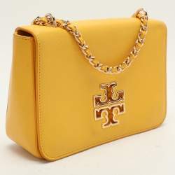 Pre Owned Tory Burch Yellow Leather Britten Shoulder Bag