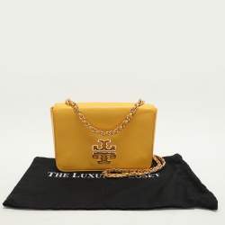 Pre Owned Tory Burch Yellow Leather Britten Shoulder Bag
