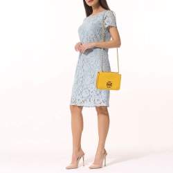 Pre Owned Tory Burch Yellow Leather Britten Shoulder Bag