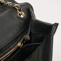 Tory Burch Black Leather Medium Fleming Shoulder Bag