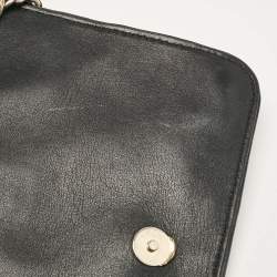 Tory Burch Black Leather Medium Fleming Shoulder Bag