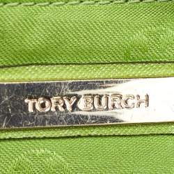 Pre Owned Tory Burch Green Saffiano Leather Robinson Tote