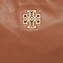 Pre Owned Tory Burch Brown Leather Small Britten Slouchy Tote