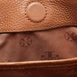 Pre Owned Tory Burch Brown Leather Small Britten Slouchy Tote