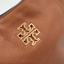 Pre Owned Tory Burch Brown Leather Small Britten Slouchy Tote
