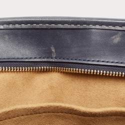 Pre Owned Tory Burch Navy Blue Canvas and Leather T Monogram Tote