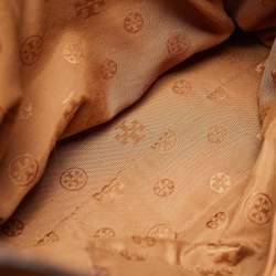 Pre Owned Tory Burch Brown Soft Leather Side Zip Tote