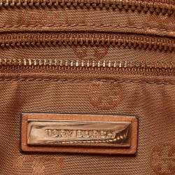 Pre Owned Tory Burch Brown Soft Leather Side Zip Tote