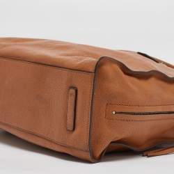 Pre Owned Tory Burch Brown Soft Leather Side Zip Tote