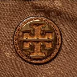 Tory Burch Brown Leather Drawstring Flap Backpack