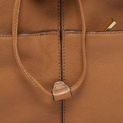 Tory Burch Brown Leather Drawstring Flap Backpack