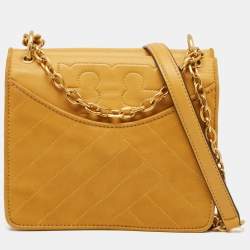 Tory Burch Mustard Leather Alexa Crossbody Bag