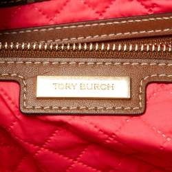 Tory Burch Multicolor Plaid Fabric and Leather Ella Shopper Tote