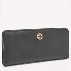 Tory Burch Black Leather Robinson Bifold Long Wallet