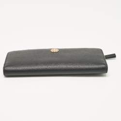 Tory Burch Black Leather Robinson Bifold Long Wallet