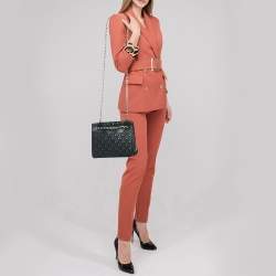 Pre Owned Tory Burch Black Leather Medium Fleming Shoulder Bag