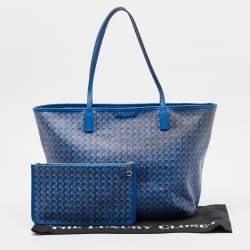 Pre Owned Tory Burch Blue Printed Coated Canvas Small Ever-Ready Zip Tote