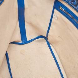 Pre Owned Tory Burch Blue Printed Coated Canvas Small Ever-Ready Zip Tote