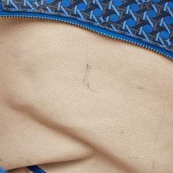 Pre Owned Tory Burch Blue Printed Coated Canvas Small Ever-Ready Zip Tote
