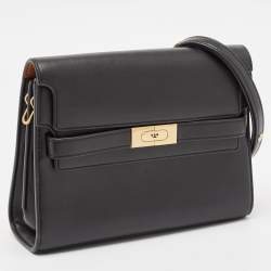 Pre Owned Tory Burch Black Leather Lee Radziwill Shoulder Bag