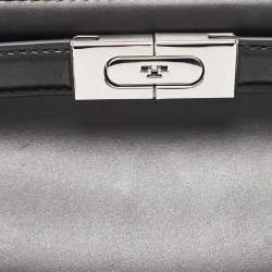 Pre Owned Tory Burch Black Leather Petite Lee Radziwill Cat Eye Top Handle Bag