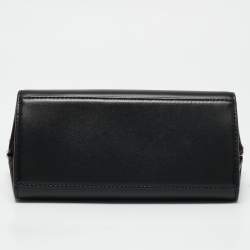 Pre Owned Tory Burch Black Leather Petite Lee Radziwill Cat Eye Top Handle Bag