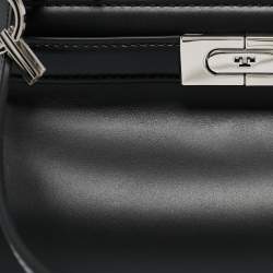 Pre Owned Tory Burch Black Leather Petite Lee Radziwill Cat Eye Top Handle Bag