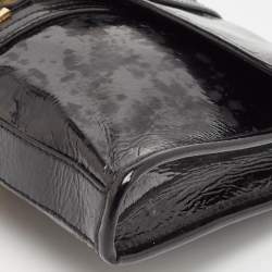 Tory Burch Black Crinkled Patent Leather Matthias Clutch
