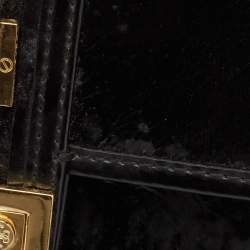 Tory Burch Black Crinkled Patent Leather Matthias Clutch