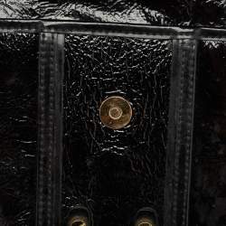 Tory Burch Black Crinkled Patent Leather Matthias Clutch