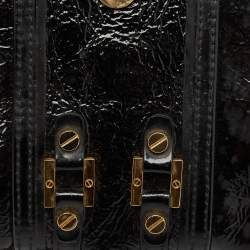 Tory Burch Black Crinkled Patent Leather Matthias Clutch